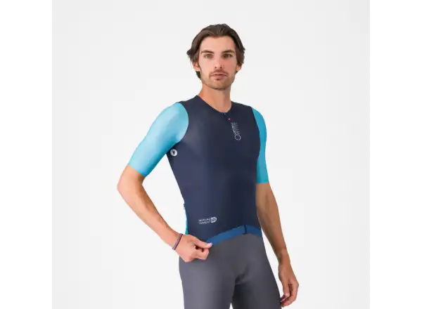 Castelli Corretto Herren-Trikot Kurzarm Belgian Blue/Blue Fiamma-White
