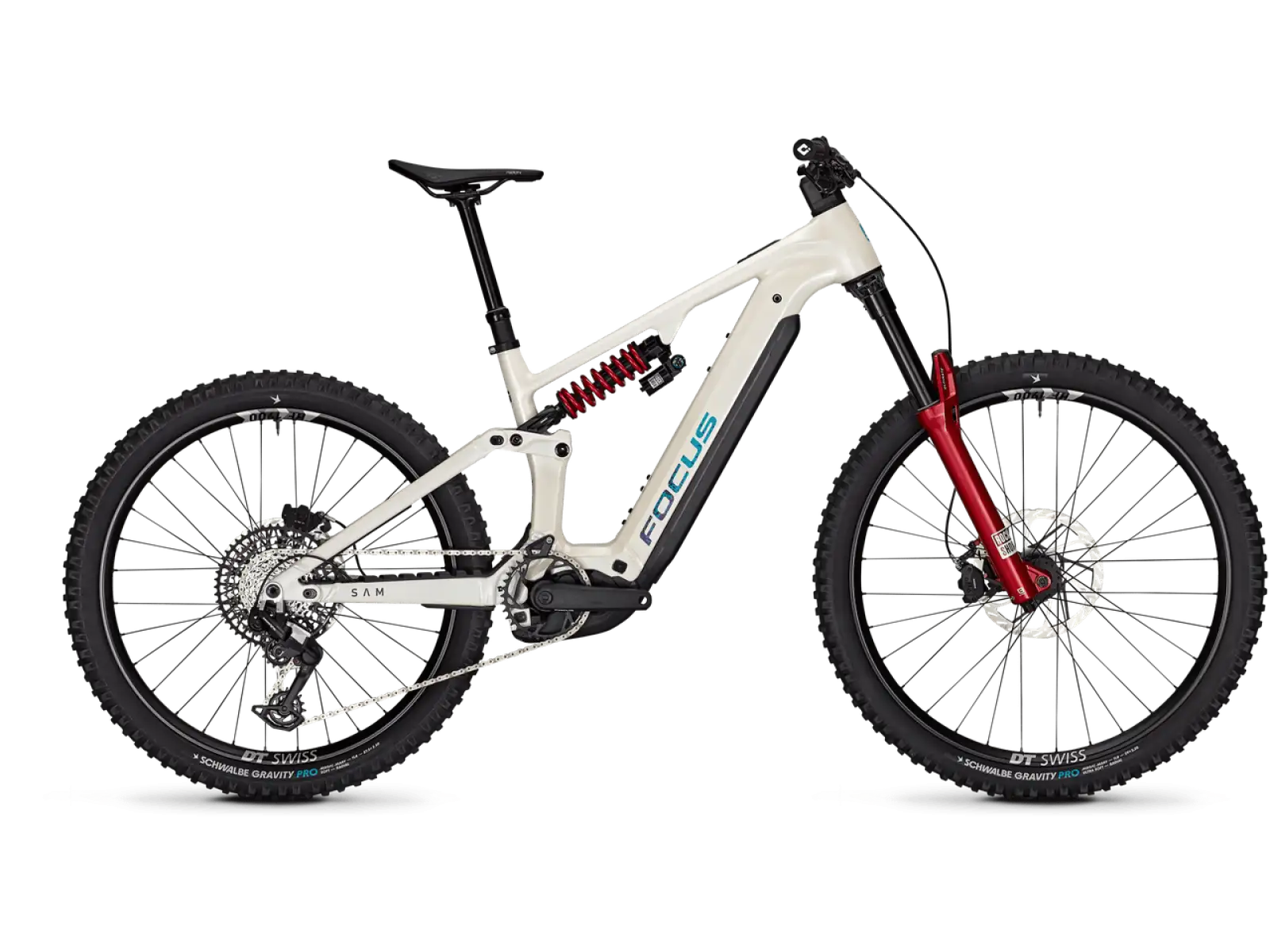 Focus SAM 9 600Wh vollgefedertes E-Bike Champagne / Shellwhite