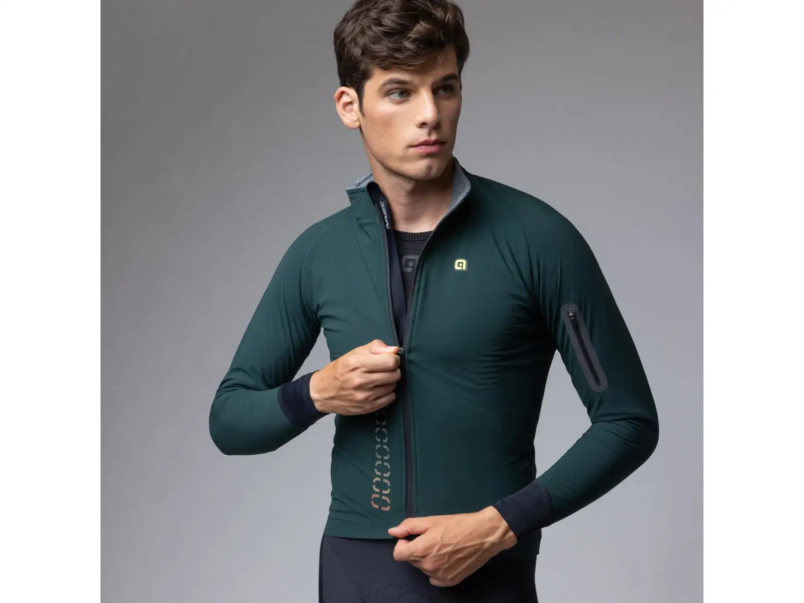 Alé R-EV1 Thermo Shield Herren Winter-Fahrradjacke Bottle Green