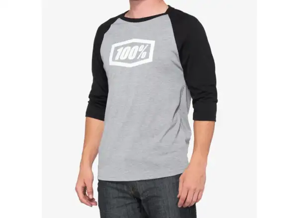 100% Icon Tech Tee Herren T-Shirt mit 3/4 Ärmeln Grau/Schwarz