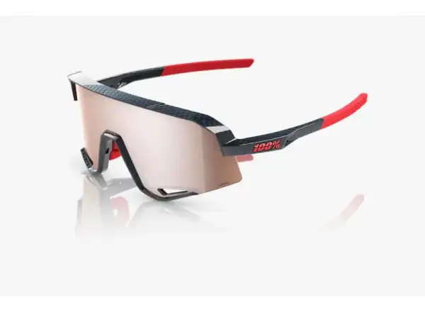 100% Slendale Brille Glanz Carbon Fiber/HiPER Crimson-Silber Linse