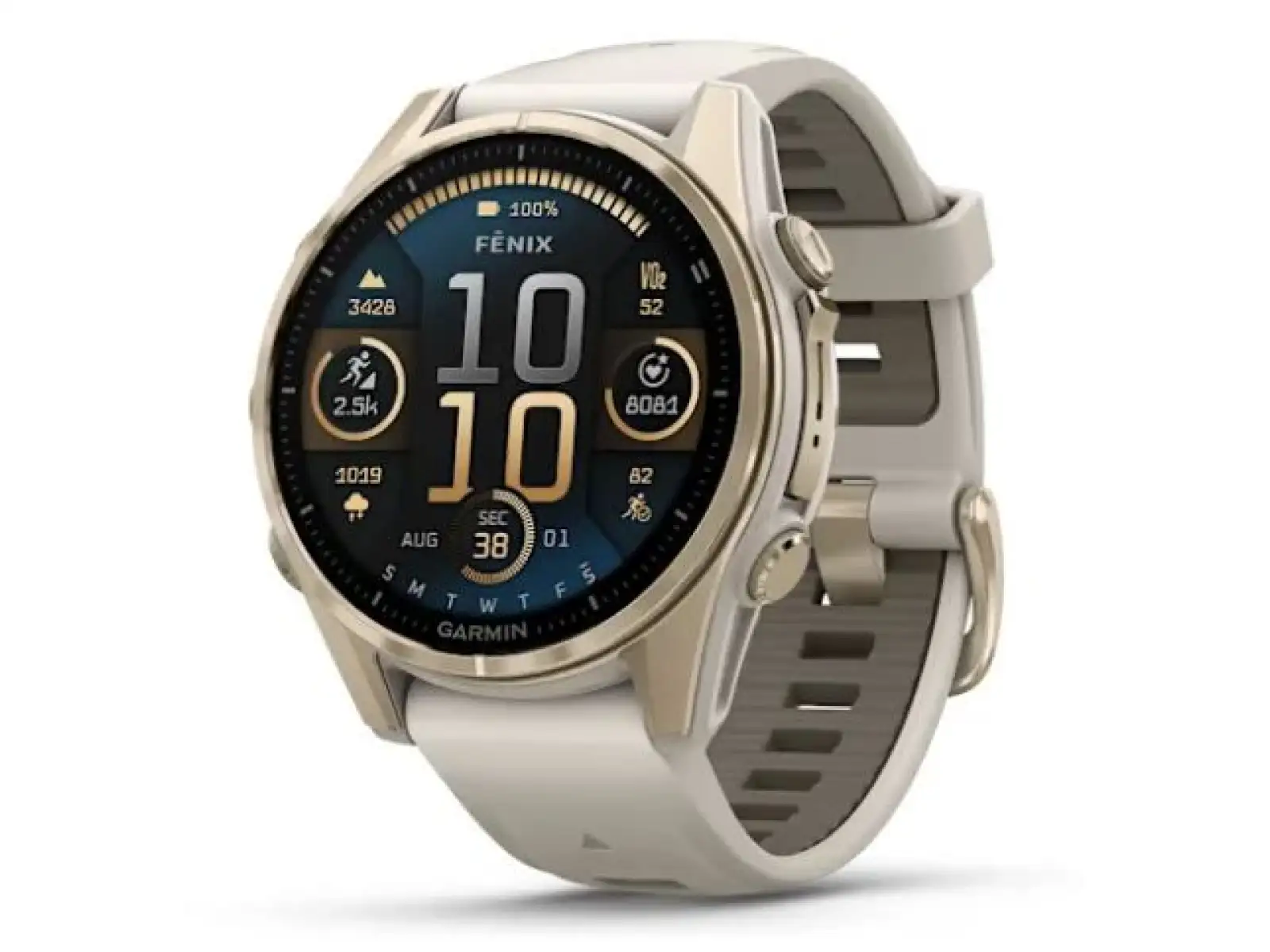 Garmin fenix 8 - 43 mm AMOLED Saphir Smartwatch Soft Gold Fog grey.