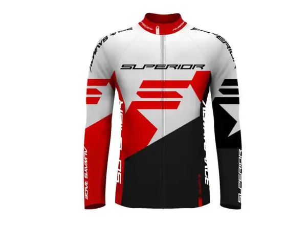 Hochwertiges Superior Race Herrentrikot langärmlig Weiß/Rot