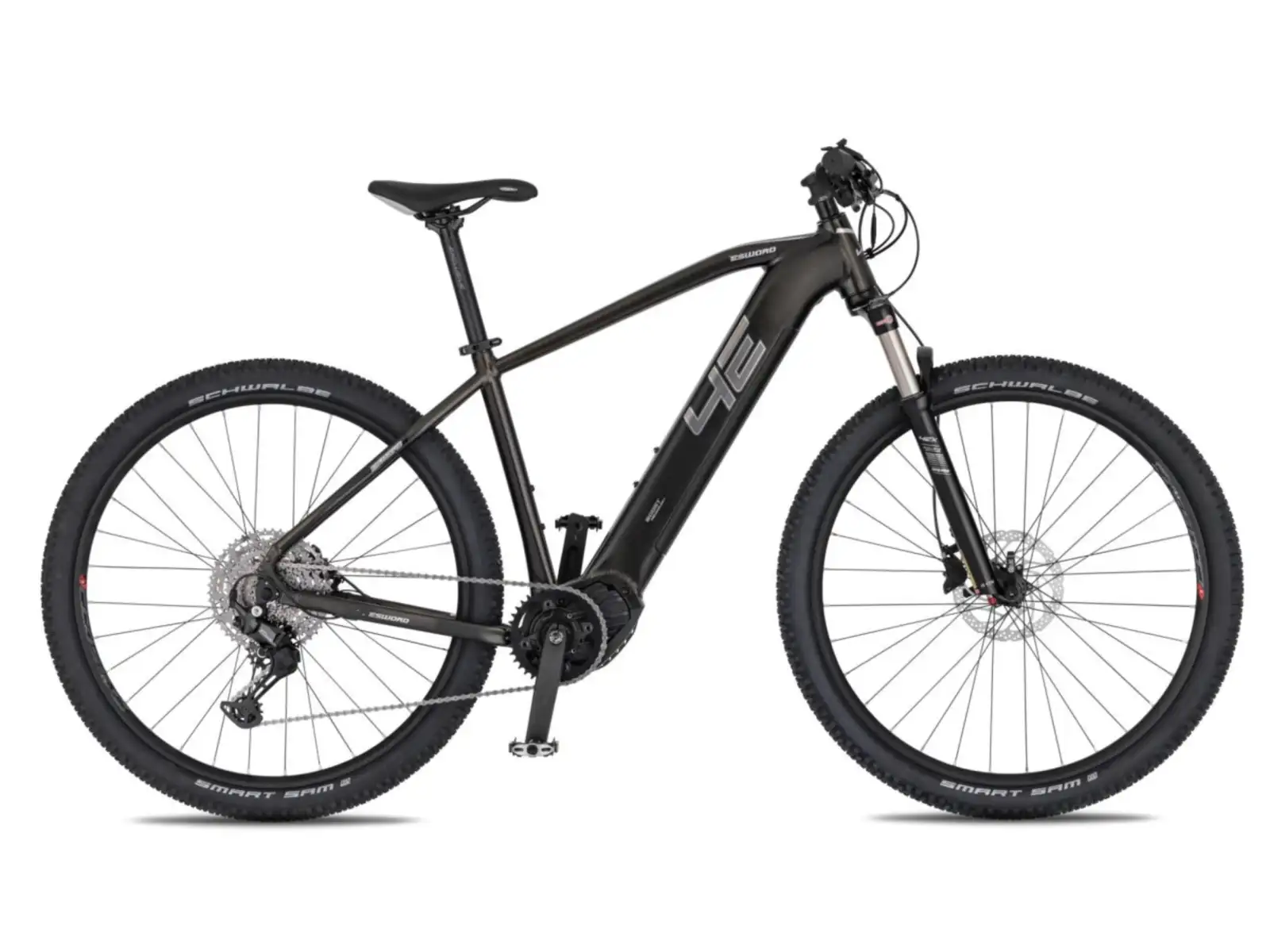 4EVER Esword Team 835 elektrisches Mountainbike Pearlized schwarz/silver 