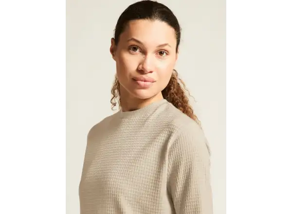 Craf Wool Waffle Damen T-Shirt Langarm beige