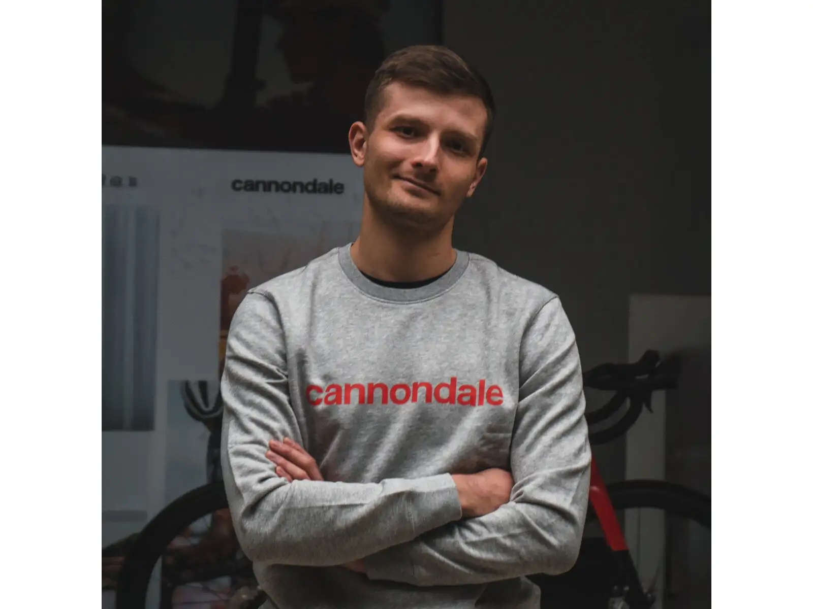 Cannondale Lifestyle Kapuzenpullover langer Ärmel Heather Grey/Rally Red