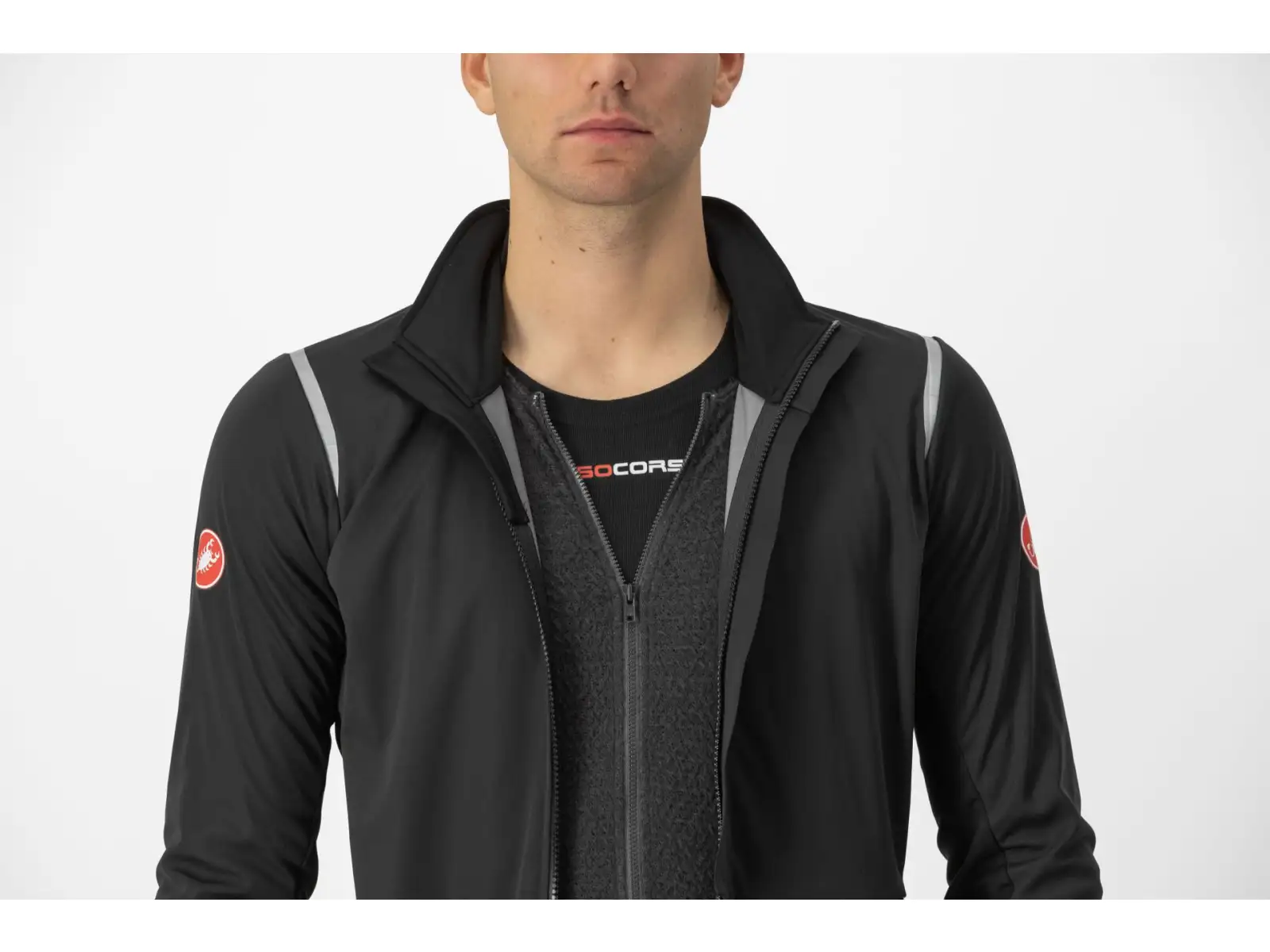 Castelli Alpha Doppio RoS Herrenjacke Light Black/Silver Reflex/Dark Gray