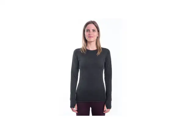 Sensor Merino Bold Damen-Langarmshirt Anthracite Gray