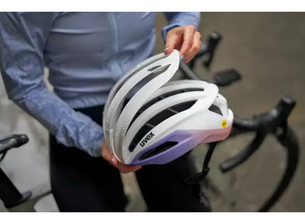 Uvex Surge Aero MIPS Rennradhelm White/Lila Apricot Matt