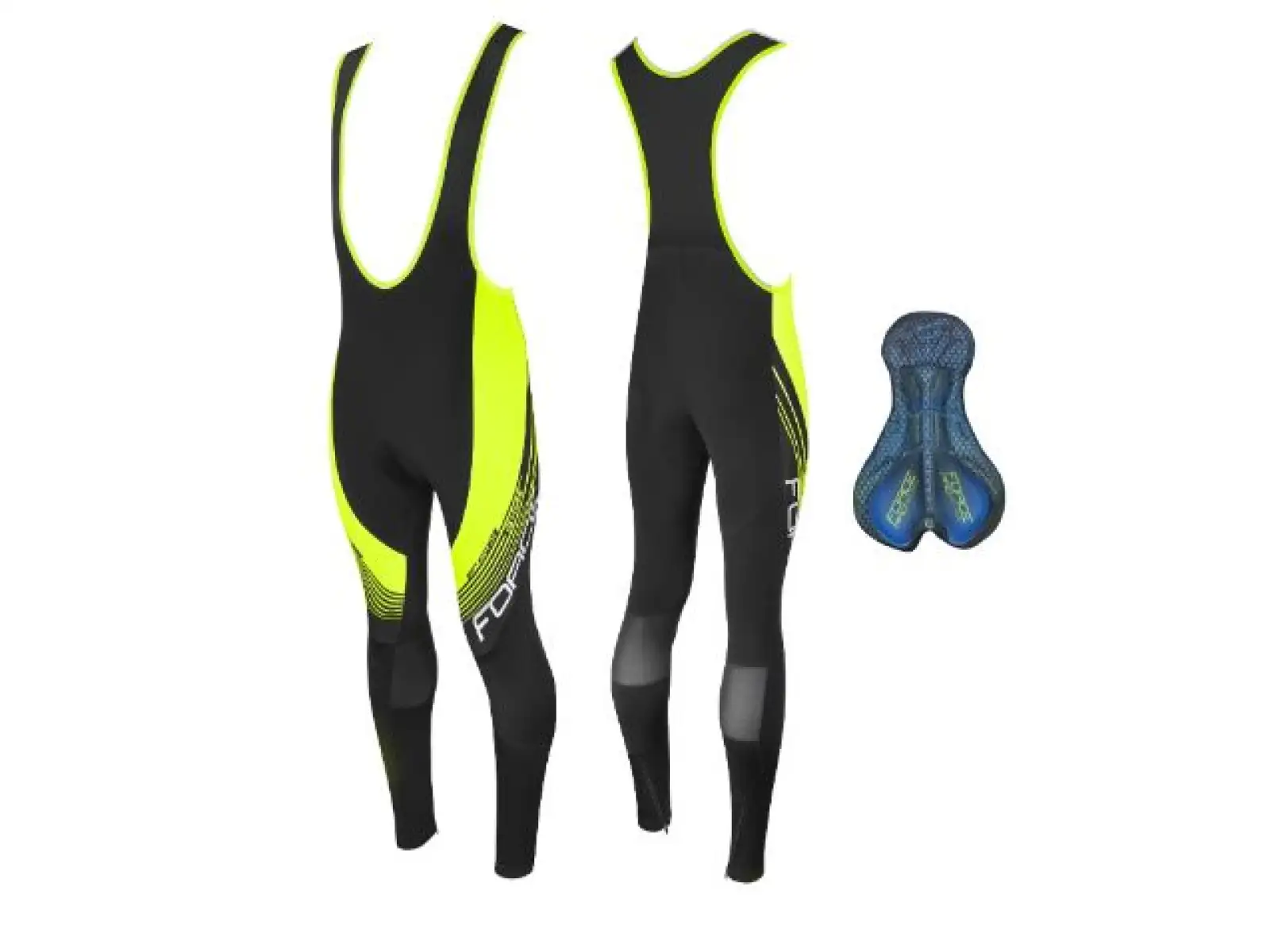 Force F58 Hose mit Latz und Polsterung Schwarz-Fluo