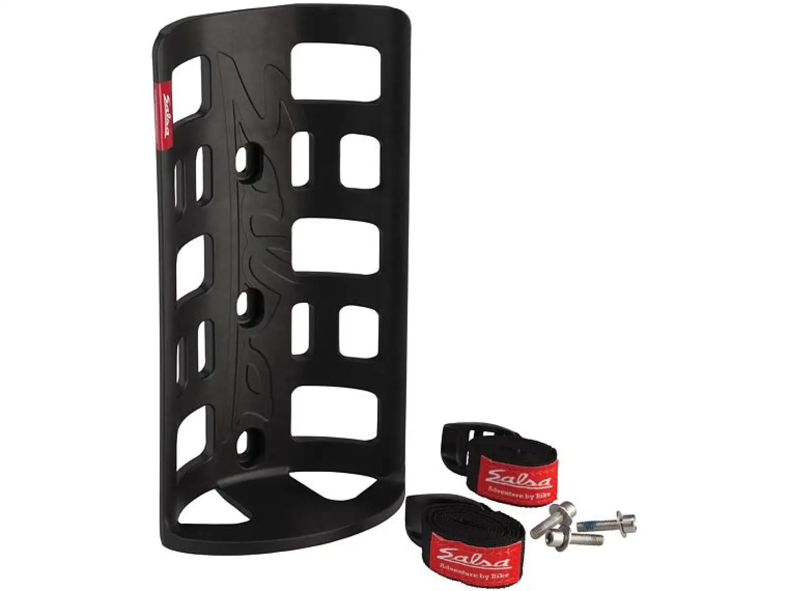 Salsa Anything Cage HD Halterung für Bikepacking mit Riemen.