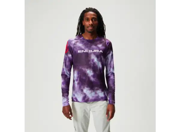 Endura Pixel Cloud Herren Langarmtrikot Lila