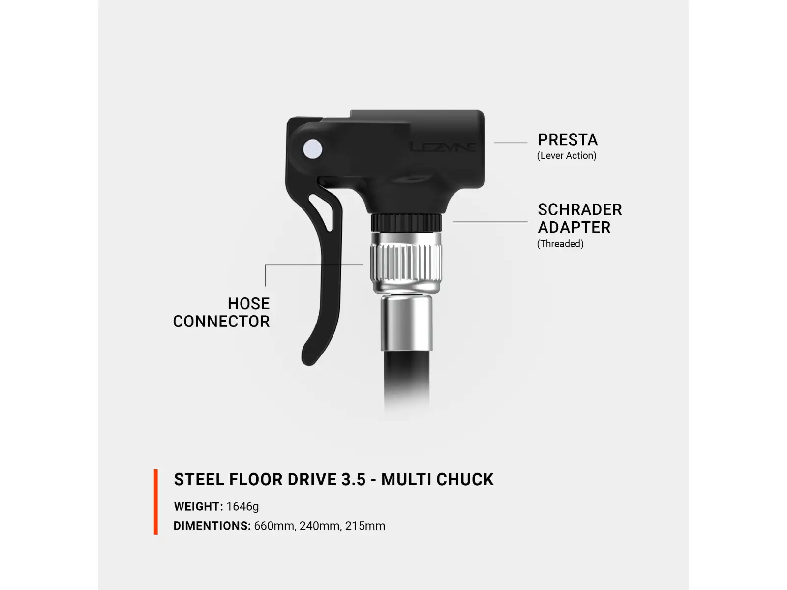 Lezyne Steel Floor Drive 3.5 Presta Werkstattpumpe