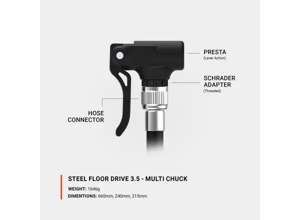 Lezyne Steel Floor Drive 3.5 Presta Werkstattpumpe
