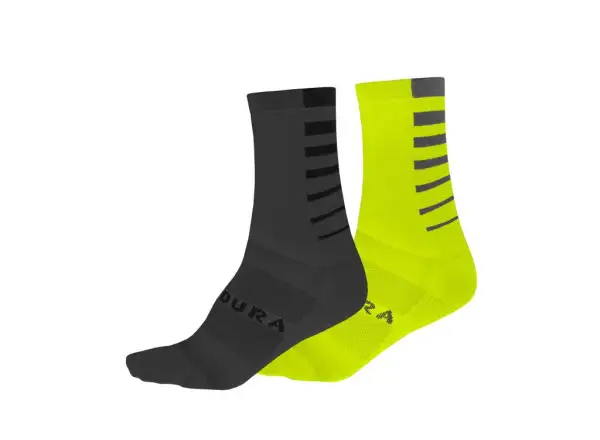 Endura Coolmax gestreifte Socken (2 Paar pro Packung) Hi-Viz Yellow