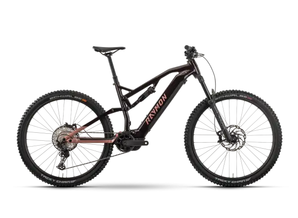 Raymon Trailray 150 Pro vollgefedertes E-Bike nebularred/pinky/black
