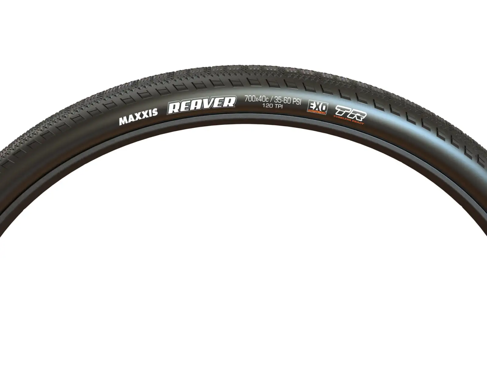 Maxxis Reaver 700x45C EXO TR Schotterreifen mit Kevlar in Schwarz.