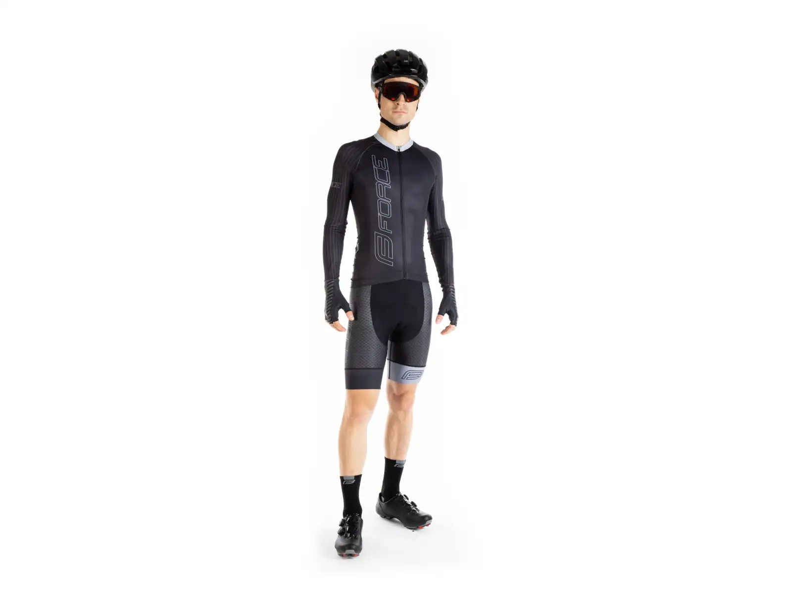 Force F Team Pro Herrentrikot Langarm Schwarz-Grau
