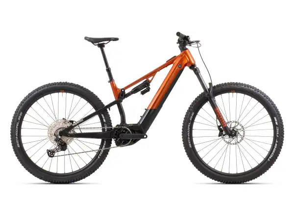 Superior eXF 9019 B fully suspended electric bike in Gloss Copper/Matte Black.