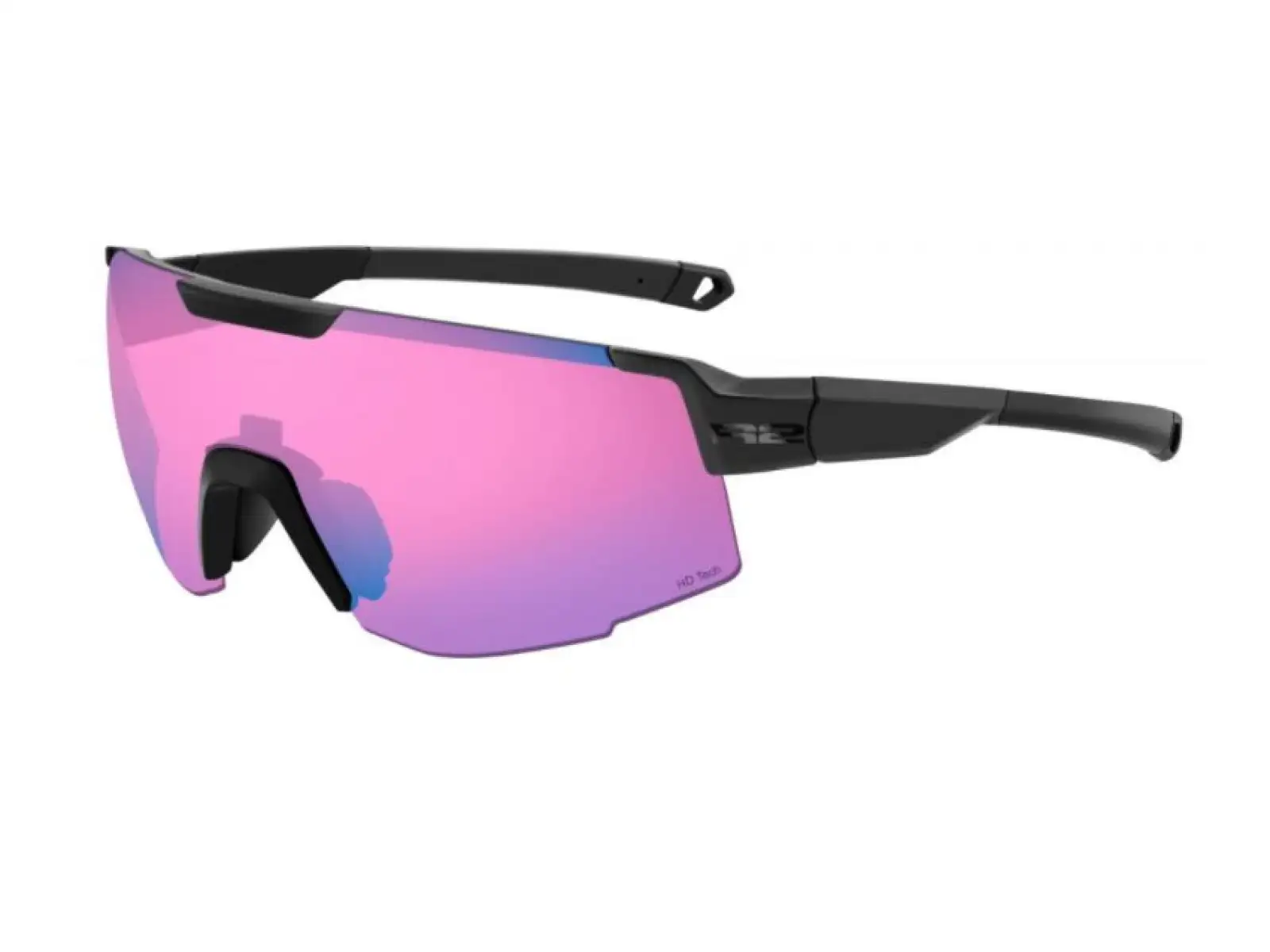 R2 Edge Brille in mattem Grau/Rosa-Gläsern.