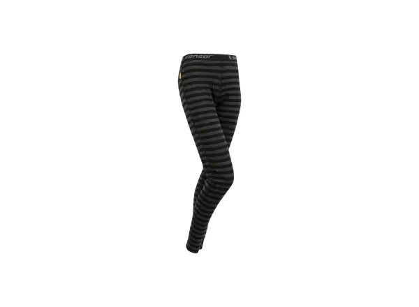 Sensor Merino Active Damen Leggings Schwarz/Grau Streifen