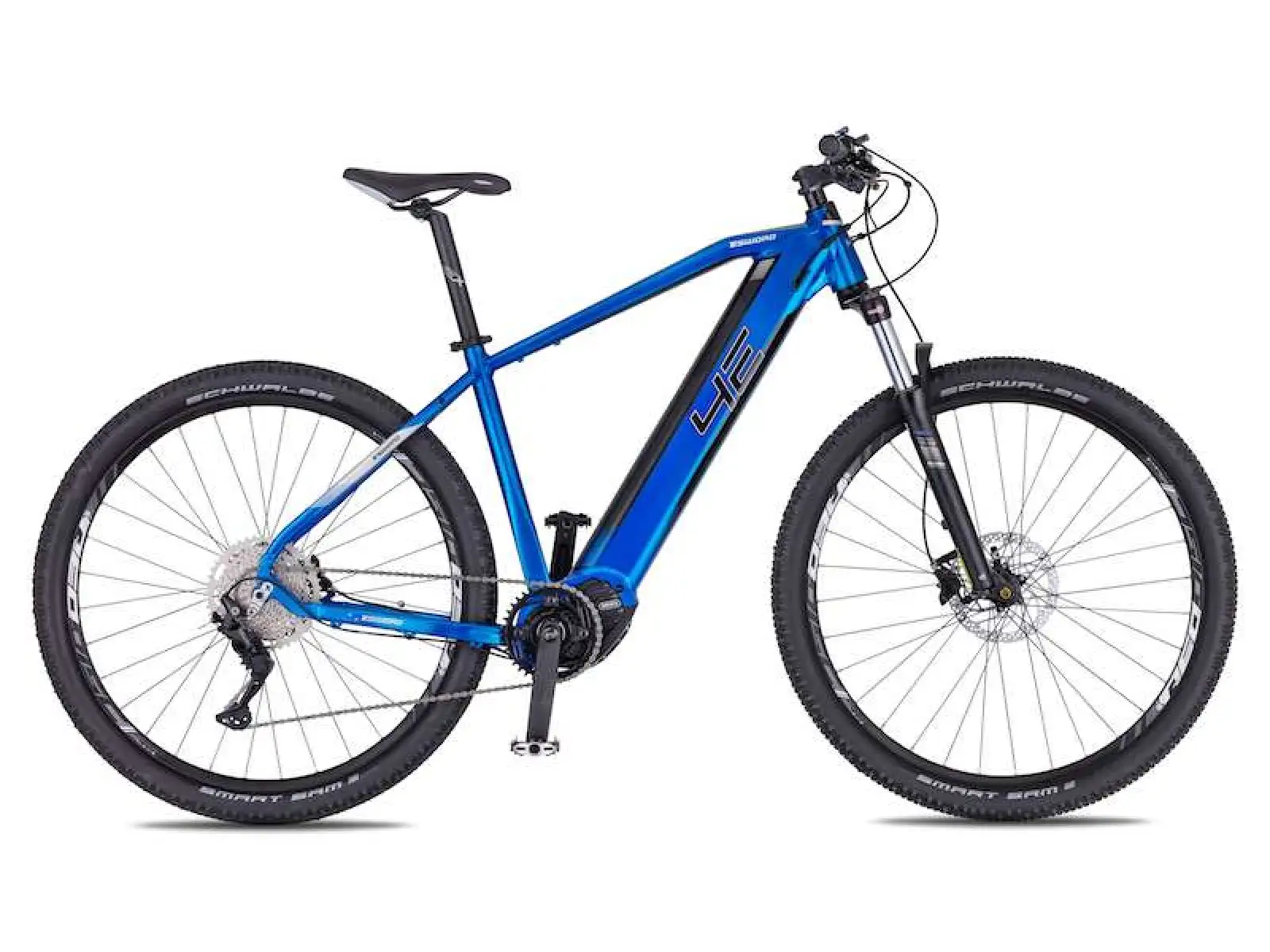 4Ever Esword Elite M510 Mountain E-Bike in Sky Blue/Hologram.