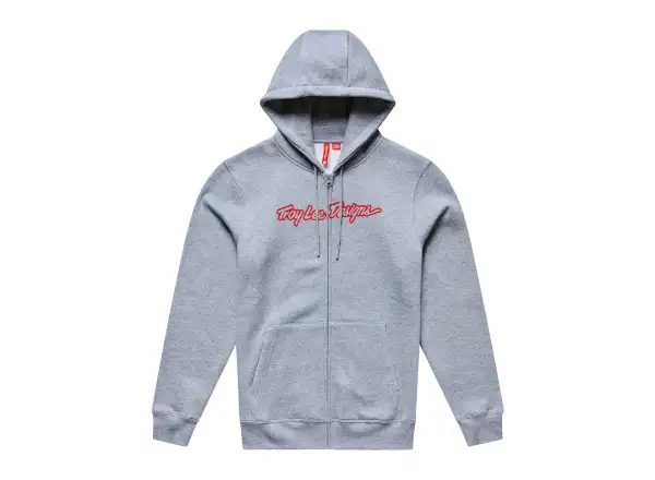 Troy Lee Designs Signature Herren-Kapuzenjacke mit Reißverschluss Gray heather/Red