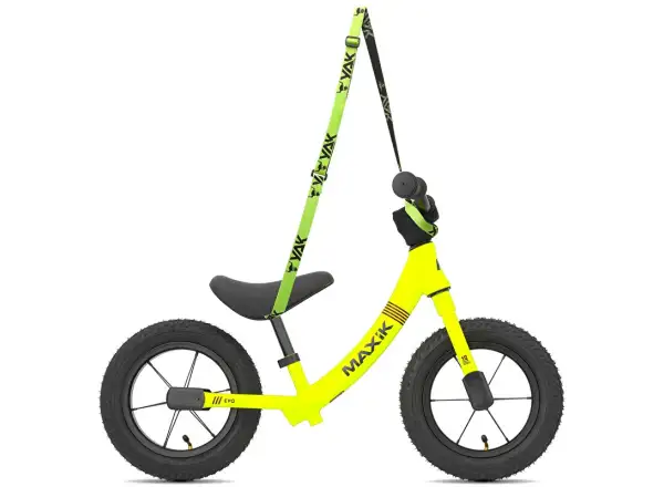 MAXÍK Evo Lite Kinderlaufrad fluoreszierend gelb/lila + Riemen YAK
