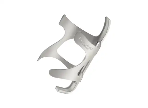 Lezyne CNC Cage Aluminium Flaschenhalter in hochglanzpoliertem Silber.