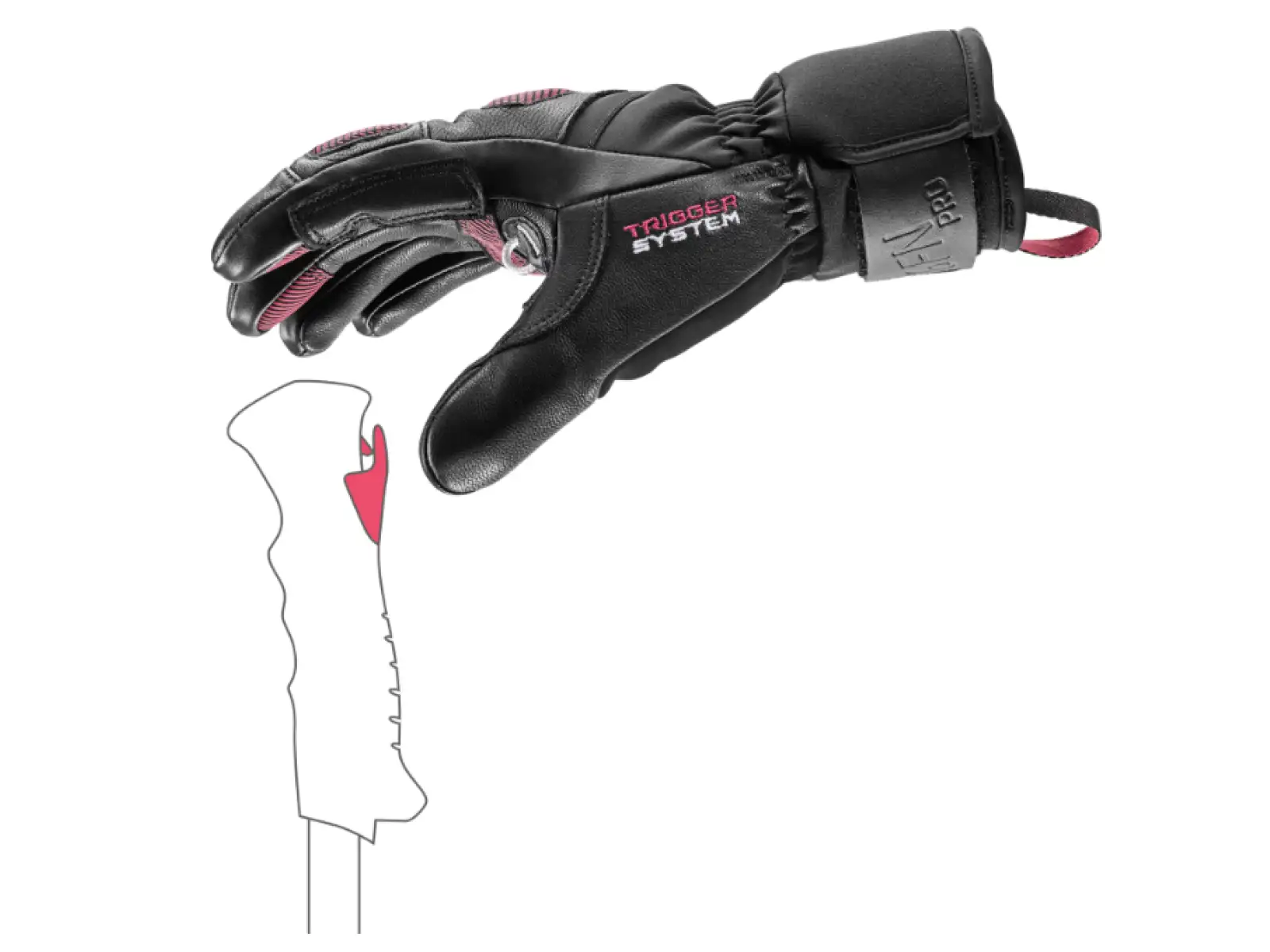 Leki Griffin Pro 3D Women Damenhandschuhe Black-Rose