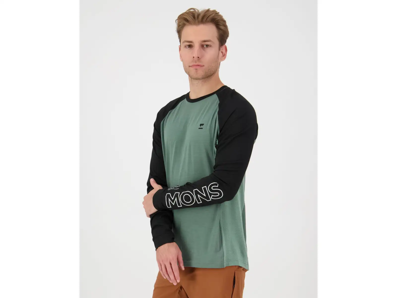 Mons Royale Tarn Merino Herren T-Shirt Langarm Cypress / Black / Thyme