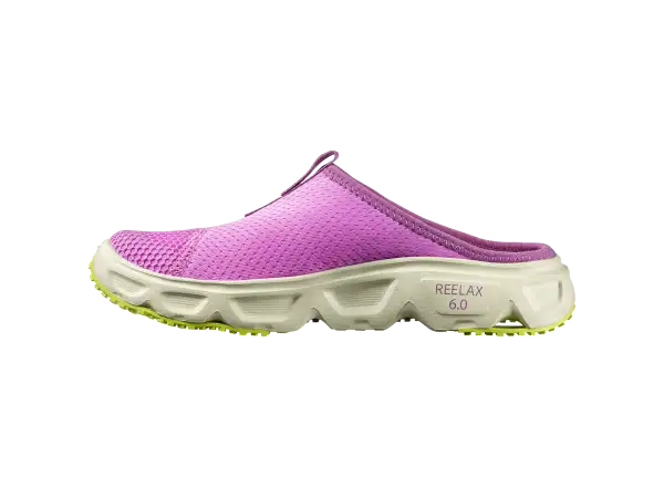Salomon Reelax Slide 6.0 Damenpantoffeln Iris Orchid/Asparsgud Green/Acid Lime
