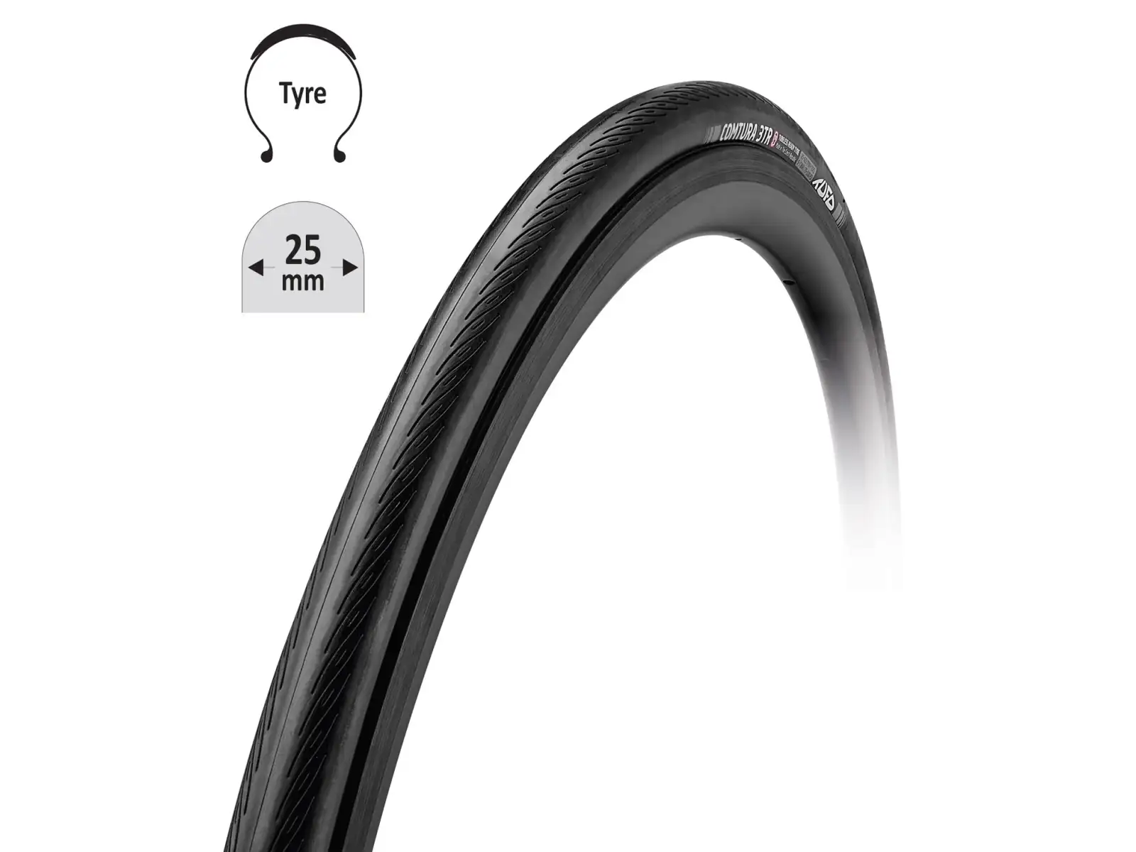 Tufo Comtura 3TR 25-622 Straßenreifen mit Kevlar, Schwarz.