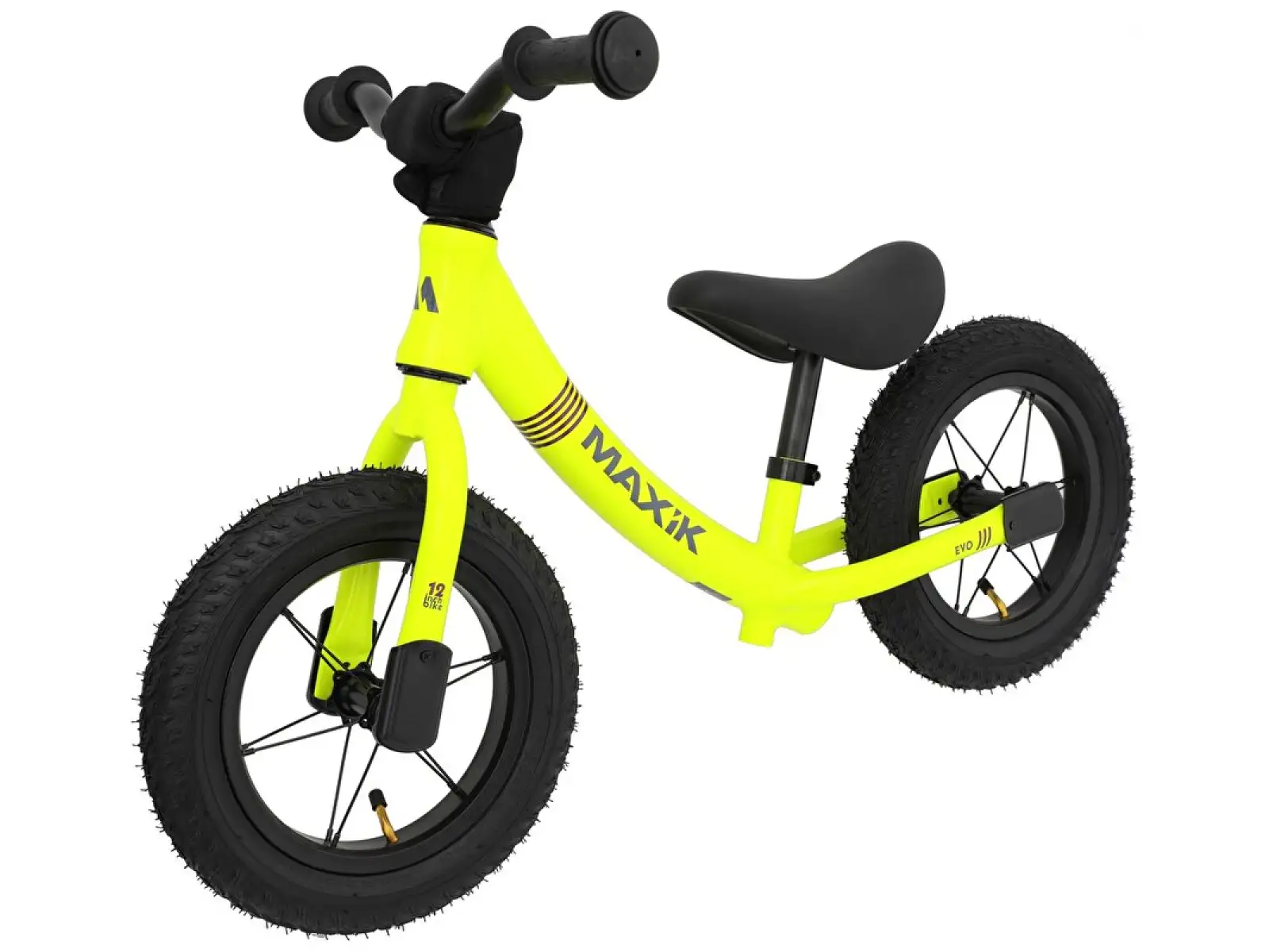 MAXÍK Evo Lite Kinderlaufrad fluoreszierend gelb/lila + Riemen YAK