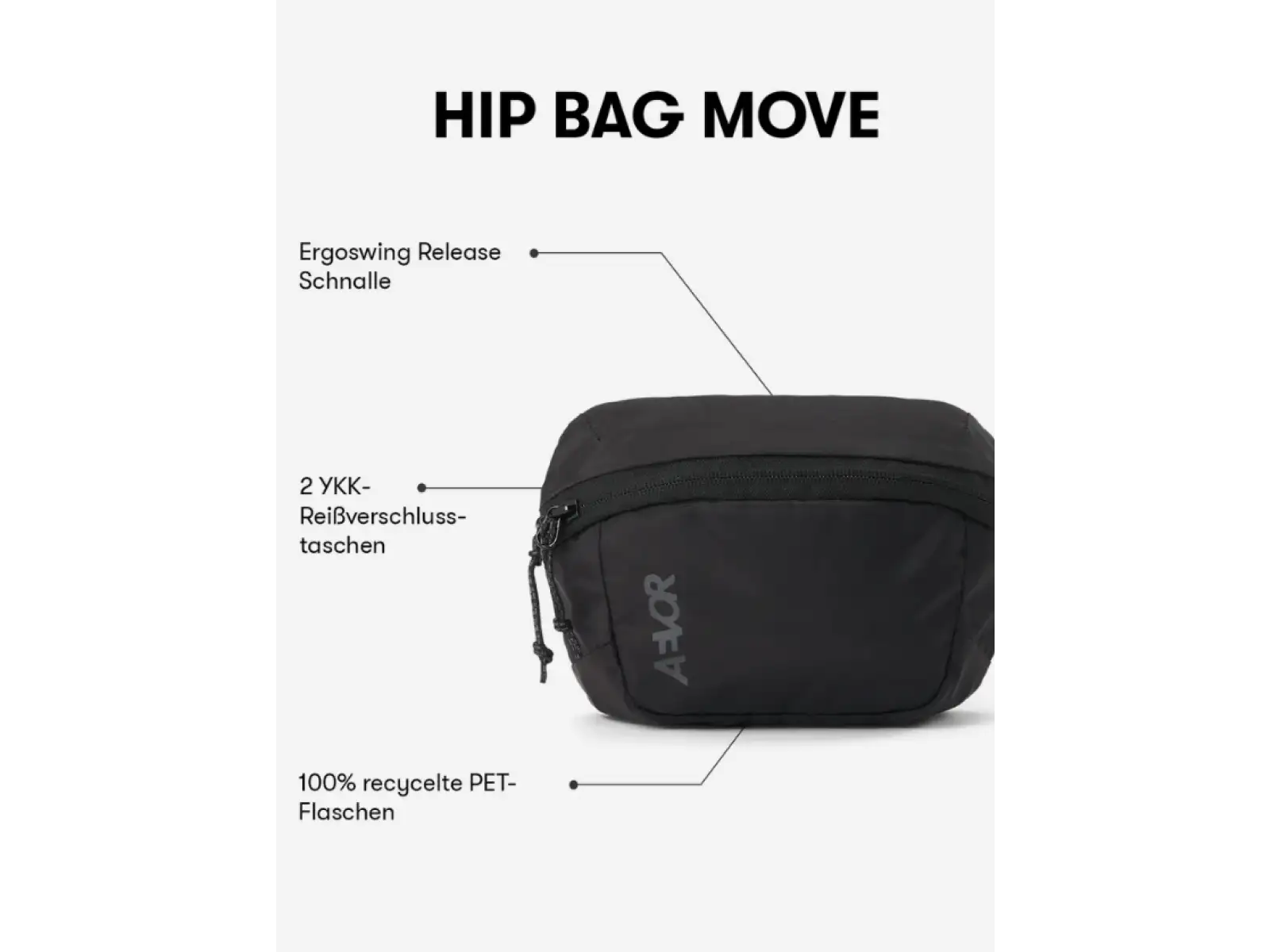 Aevor Hip Bag Move 1,5L Schultertasche/Hüfttasche Black