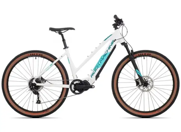 Rock Machine Torrent e30-29 Tiefeinstieg E-Mountainbike Gloss Weiß/Petrol/Neon Cyan