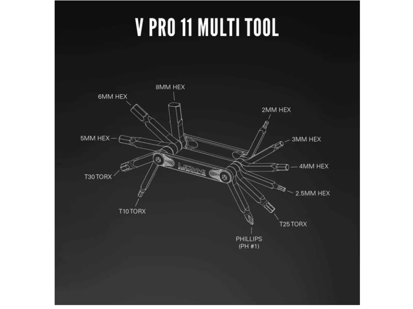 Lezyne V Pro Multitool 11 Funktionen Schwarz
