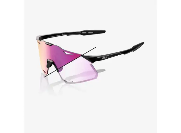 100% Hypercraft SQ Brille Gloss Black/Photochromic Purple Mirror