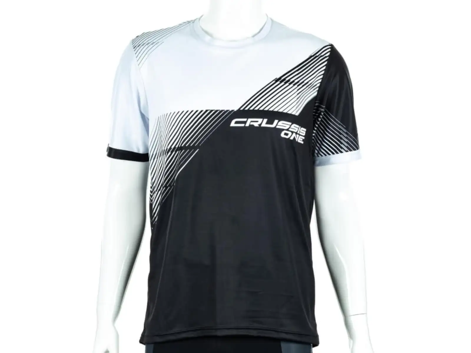 Crussis One Herren Funktions-T-Shirt, Kurzarm, schwarz/weiß.