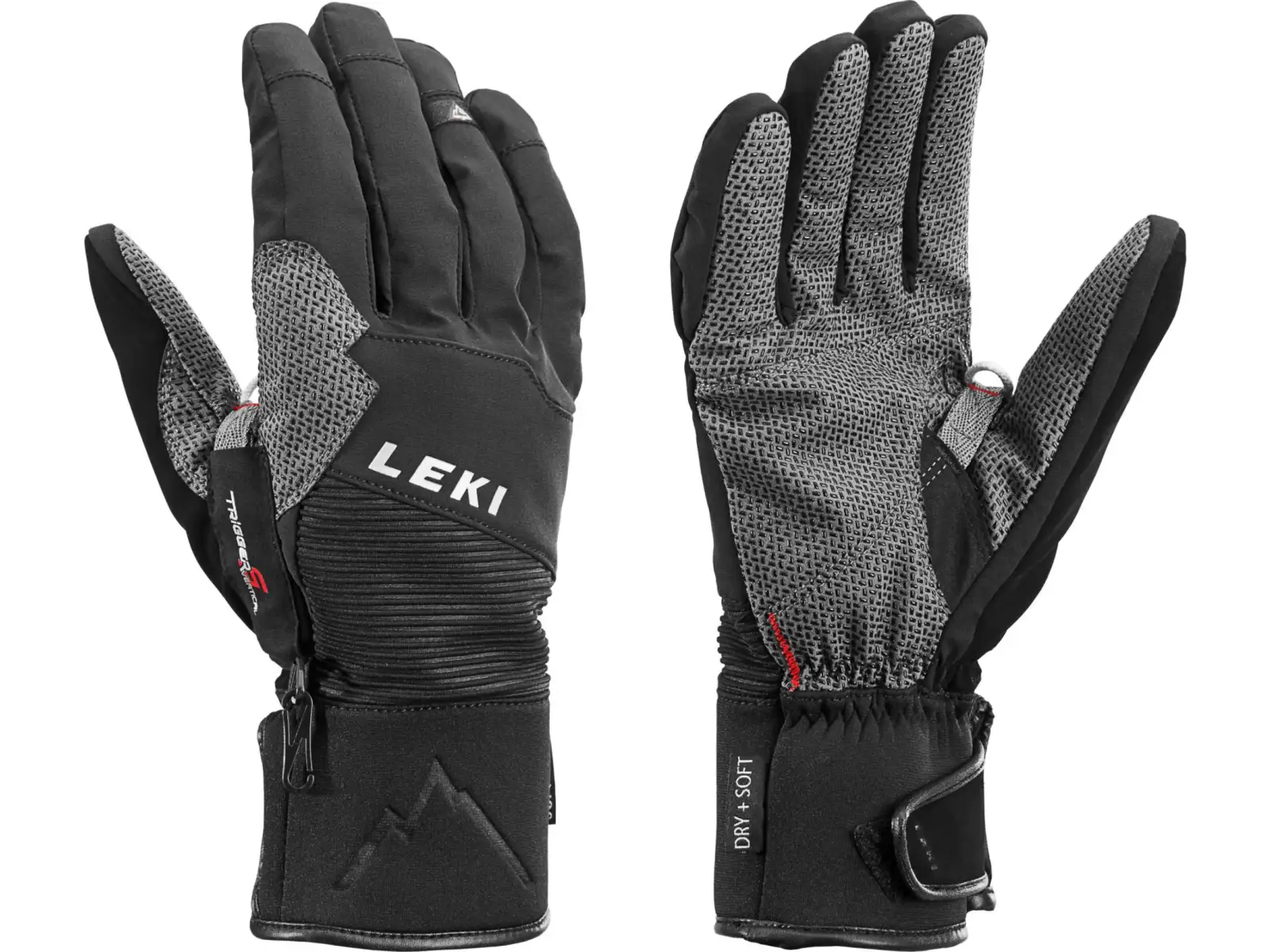 Leki Tour Evolution V Tourenhandschuhe black/chrome/red