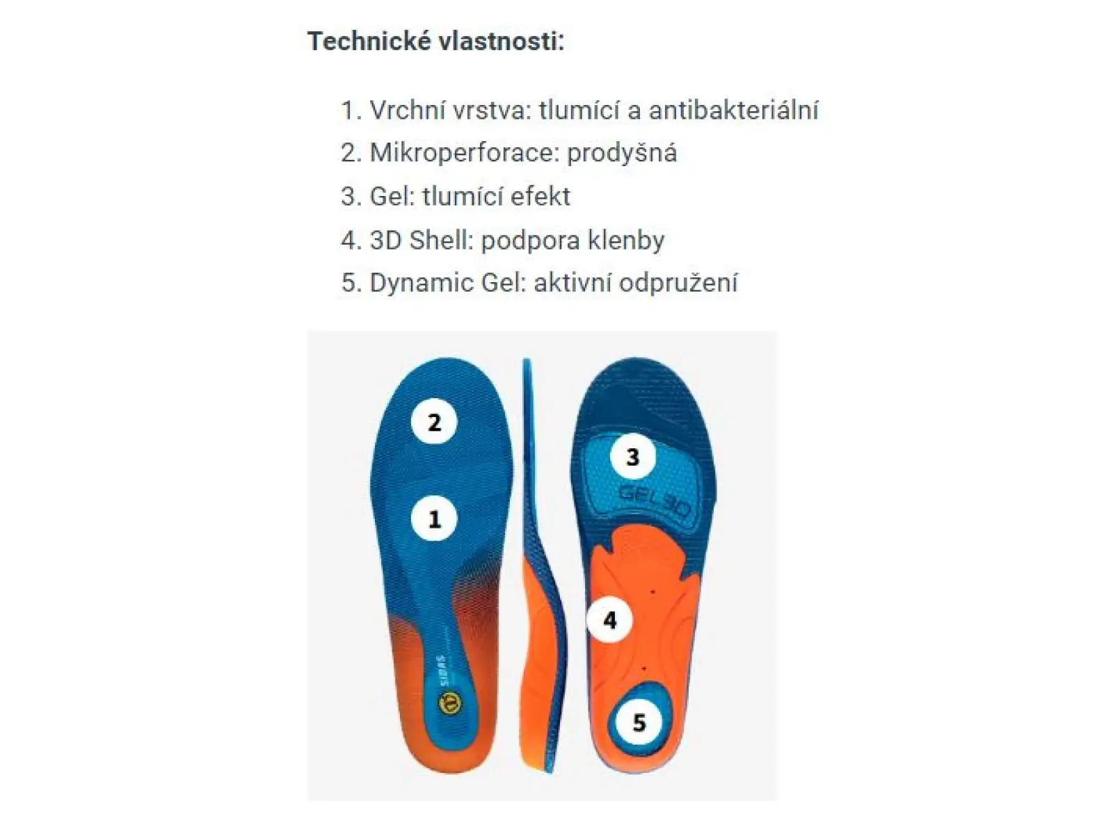 Sidas Dämpfungsgel 3D Einlegesohlen für Schuhe 1 Paar