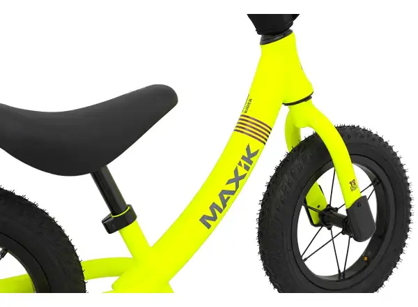 MAXÍK Evo Lite Kinderlaufrad fluoreszierend gelb/lila + Riemen YAK
