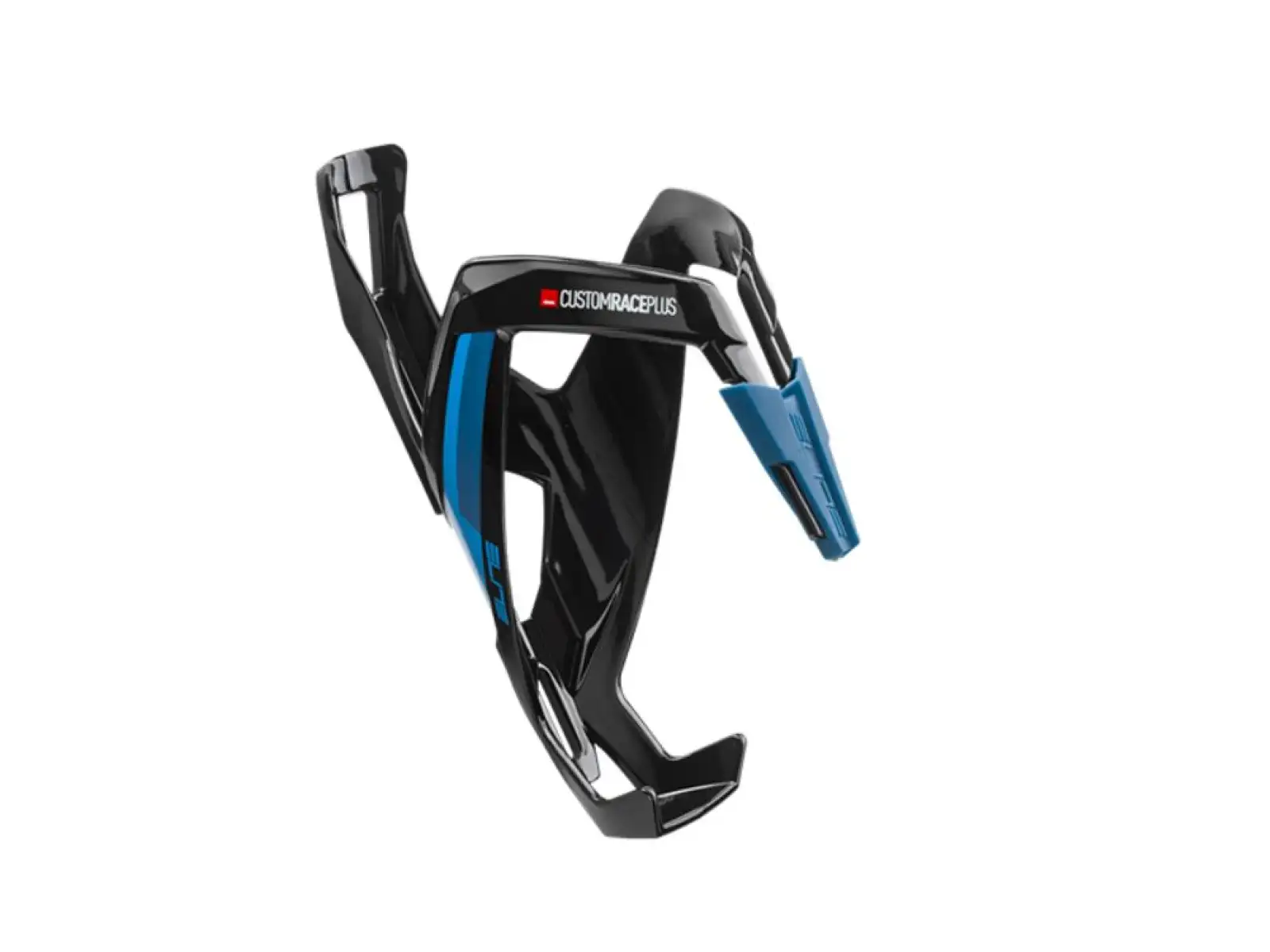 Elite Custom Race Plus Flaschenhalter in glänzendem Schwarz/Blau.