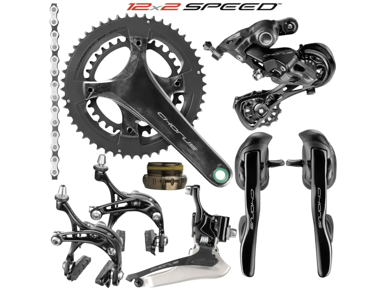 Campagnolo Chorus 2×12-fach Gruppe 175 mm - 52/36 Zähne (ohne Kassette)