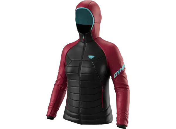 Die Dynafit Radical PrimaLoft Hooded Damenjacke in beet red.