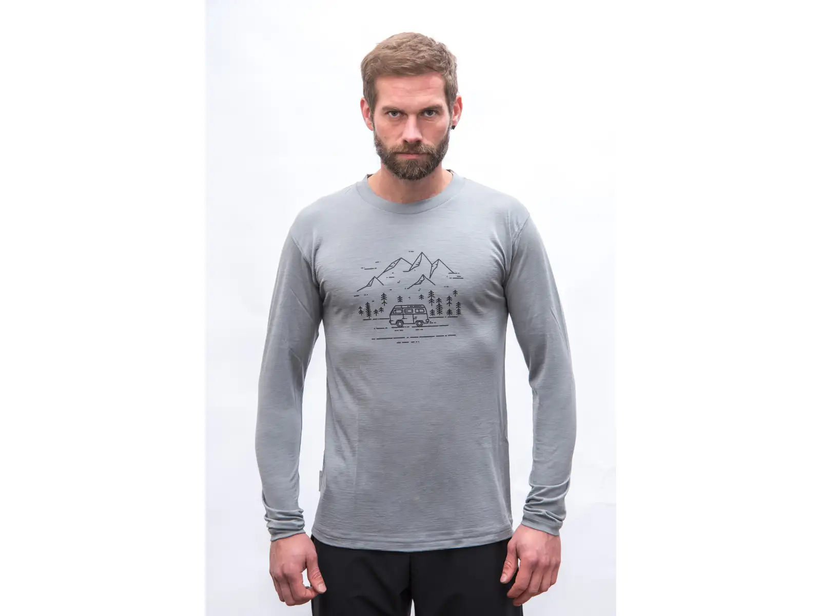 Sensor Merino Active Van Life Herren T-Shirt langarm grau