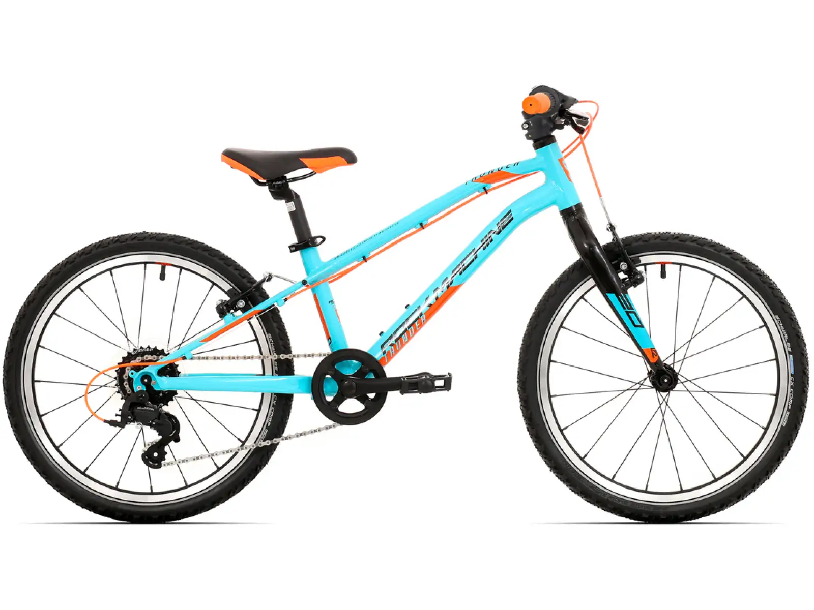 Rock Machine Thunder 20 Gloss Neon Cyan/Schwarz/Orange Kinderfahrrad