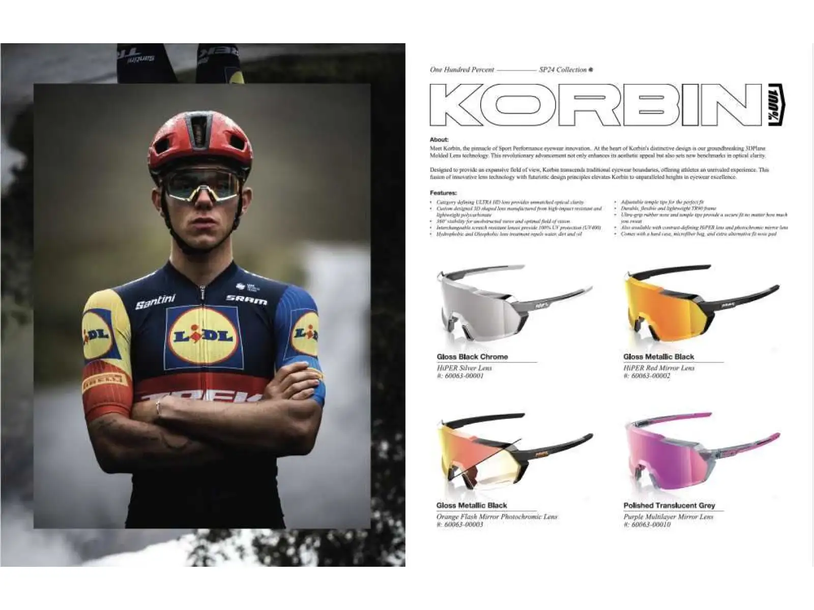 100% Korbin Brille Gloss Metallic Black Orange Flash Mirror Photochromic