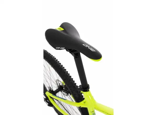Rock Machine Manhattan 40-29 Mountainbike in Gloss Radioactive Gelb/Schwarz/Petrol Blau.