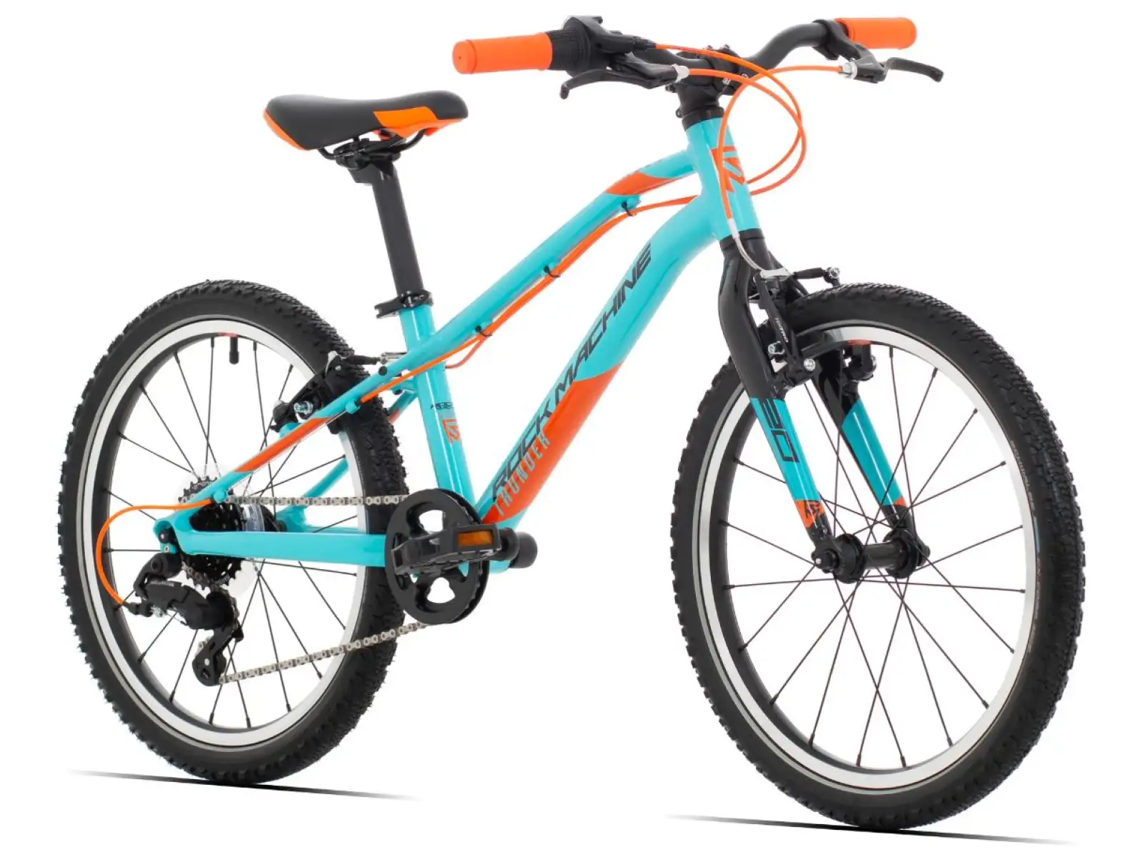 Rock Machine Thunder 20 Gloss Neon Cyan/Schwarz/Orange Kinderfahrrad